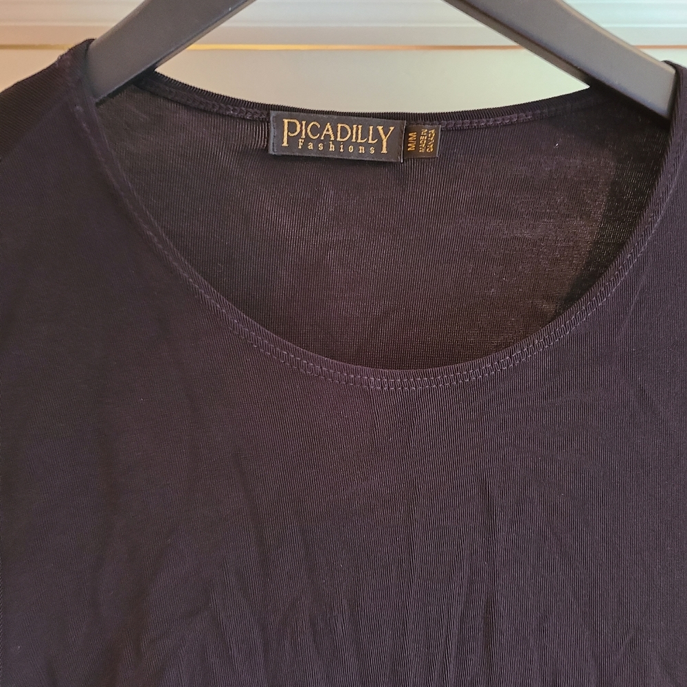 Picadilly Fashions Long-Sleeve Black Acetate Top, Medium